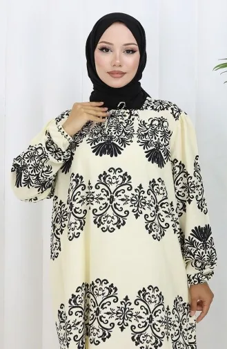 Viscose Kraagjurk Met Watervaste Rok 984585G-01 Wit Zwart 984585G-01