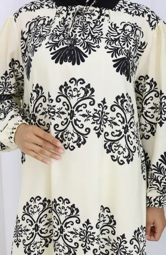 Viscose Kraagjurk Met Watervaste Rok 984585G-01 Wit Zwart 984585G-01