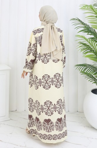 Viscose Kraagjurk Met Watervaste Rok 984585G-02 Wit Bruin 984585G-02