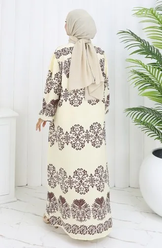 Viscose Kraagjurk Met Watervaste Rok 984585G-02 Wit Bruin 984585G-02