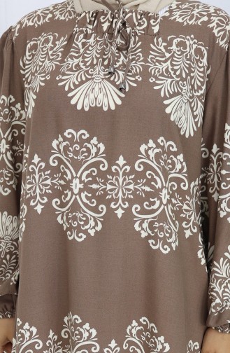 Eteği Sulu Viskon Yaka Elbise 984585G-07 Vizon Beyaz