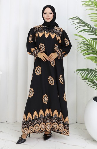 Viskose-Kragenkleid Mit Wasserfestem Rock 984585H-01 Schwarz 984585H-01