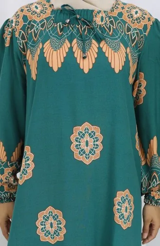 Viskose-Kragenkleid Mit Wasserfestem Rock 984585H-03 Çağla Green 984585H-03