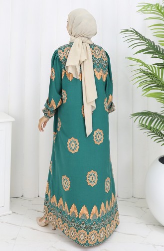 Robe à Col En Viscose Avec Jupe Unie 984585H-03 Çağla Green 984585H-03
