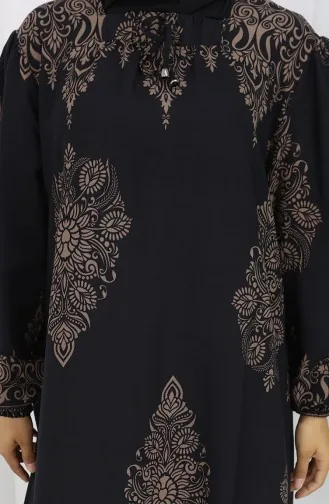 Eteği Sulu Viskon Yaka Elbise 984585L-01 Siyah Vizon