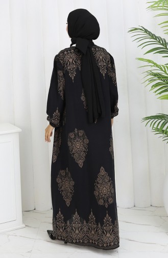 Viscose Collar Dress With Water-Solid Skirt 984585L-01 Black Mink 984585L-01