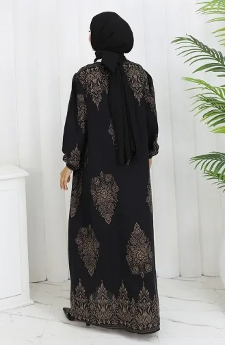 Eteği Sulu Viskon Yaka Elbise 984585L-01 Siyah Vizon