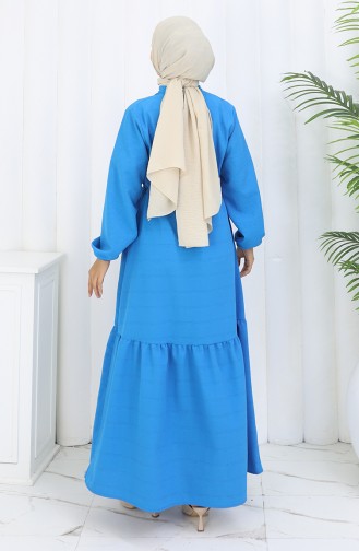 Half Buttoned Dress With Tie At Waist 0182-03 Turquoise 0182-03