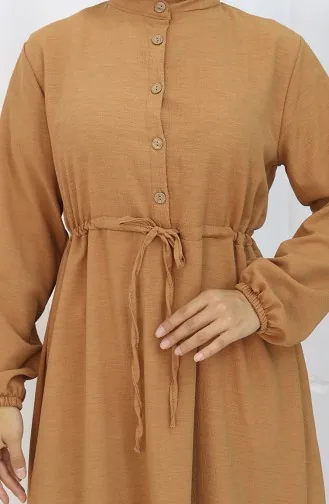 Halfgeknoopte Jurk Met Strik In De Taille 0182-04 Bruin 0182-04