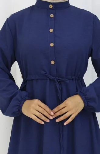 Halfgeknoopte Jurk Met Strik In De Taille 0182-05 Marineblauw 0182-05