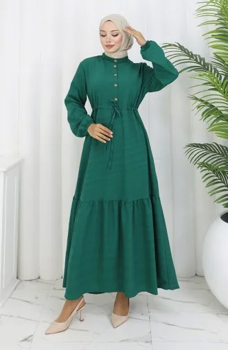 Halfgeknoopte Jurk Met Strik In De Taille 0182-06 Smaragdgroen 0182-06