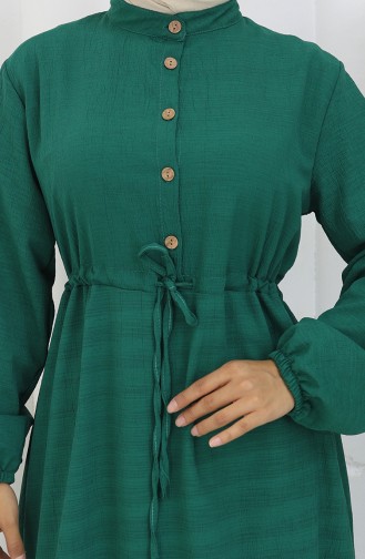 Half Buttoned Dress With Tie At Waist 0182-06 Emerald Green 0182-06