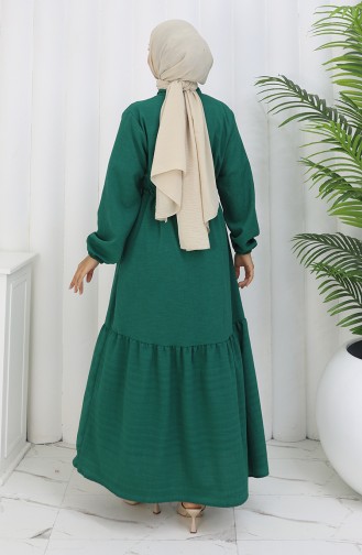 Half Buttoned Dress With Tie At Waist 0182-06 Emerald Green 0182-06