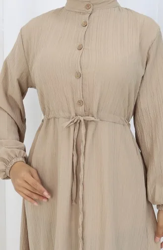 Halfgeknoopte Jurk Met Strik In De Taille 0183-01 Beige 0183-01