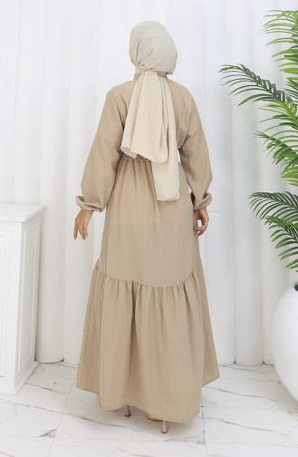 Robe Mi-boutonnée Avec Lien à La Taille 0183-01 Beige 0183-01