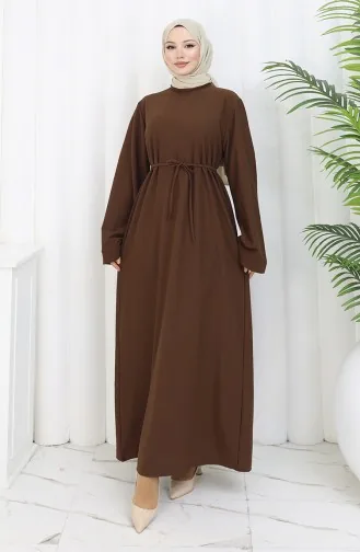 Kleid Mit Schnürung Und Manschettenärmeln 2160-01 Braun 2160-01