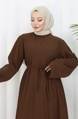 Kleid Mit Schnürung Und Manschettenärmeln 2160-01 Braun 2160-01