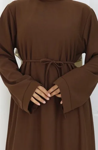 Kleid Mit Schnürung Und Manschettenärmeln 2160-01 Braun 2160-01
