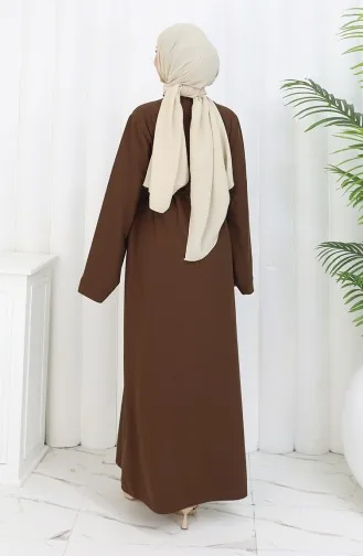 Kleid Mit Schnürung Und Manschettenärmeln 2160-01 Braun 2160-01