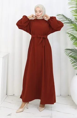 Robe Ceinturée à Manches élastiquées 2161-03 Tile 2161-03