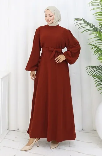 Robe Ceinturée à Manches élastiquées 2161-03 Tile 2161-03