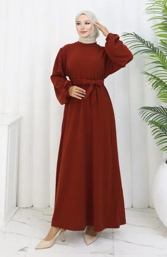 Robe Ceinturée à Manches élastiquées 2161-03 Tile 2161-03