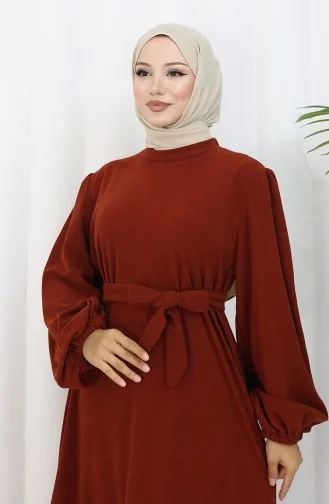 Robe Ceinturée à Manches élastiquées 2161-03 Tile 2161-03