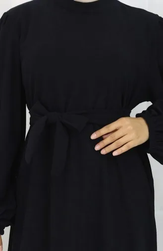 Kleid Mit Elastischen Ärmeln Und Gürtel 2161-04 Dunkelblau 2161-04