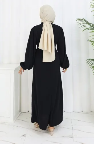 Kleid Mit Elastischen Ärmeln Und Gürtel 2161-04 Dunkelblau 2161-04