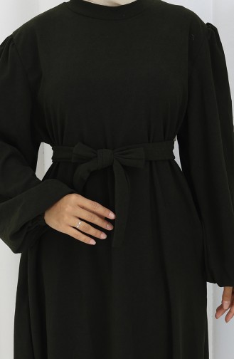Robe Ceinturée à Manches élastiquées 2161-05 Kaki 2161-05