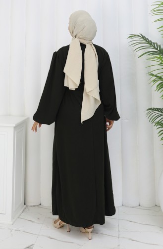 Robe Ceinturée à Manches élastiquées 2161-05 Kaki 2161-05