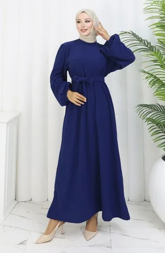 Kleid Mit Elastischen Ärmeln Und Gürtel 2161-06 Saks 2161-06