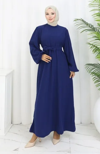 Kleid Mit Elastischen Ärmeln Und Gürtel 2161-06 Saks 2161-06