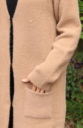 كارديجان جيب محبوك 0412-01 بلون القهوة والحليب 0412-01