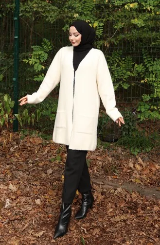 Gebreid Vest Met Zakken 0412-02 Beige 0412-02