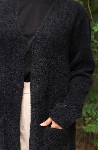 Strickjacke Mit Tasche 0412-03 Schwarz 0412-03