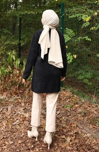 Strickjacke Mit Tasche 0412-03 Schwarz 0412-03
