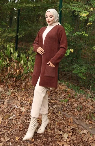 Triko Cepli Hırka 0412-04 Kahverengi