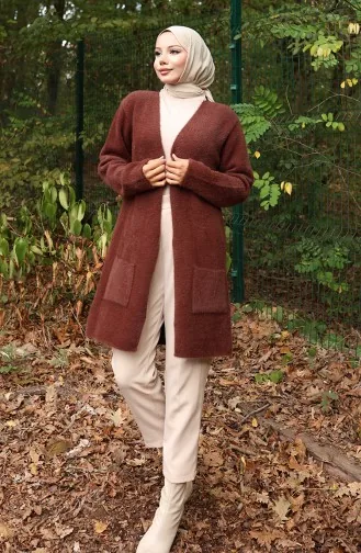 Triko Cepli Hırka 0412-04 Kahverengi