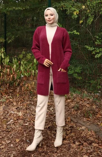 Cardigan à Poches En Tricot 0412-05 Prune 0412-05