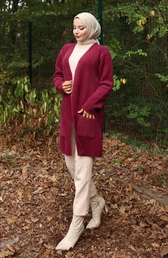 Cardigan à Poches En Tricot 0412-05 Prune 0412-05