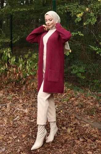 Cardigan à Poches En Tricot 0412-05 Prune 0412-05
