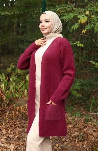Cardigan à Poches En Tricot 0412-05 Prune 0412-05