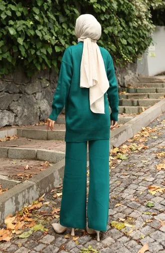 Gebreide Tuniek Met Kralenborduursel Tweedelig Setje 1016-07 Petrol 1016-07