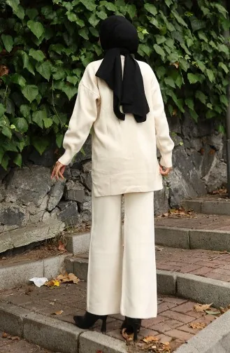 Gebreide Tuniek Met Kralenborduursel Tweedelig Setje 1016-08 Beige 1016-08