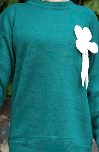 Strickmode Blumen Detail Tunika Hose Zweiteiler 1028-02 Petrol 1028-02