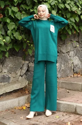 Triko Tunik Pantolon İkili Takım 1029-01 Petrol