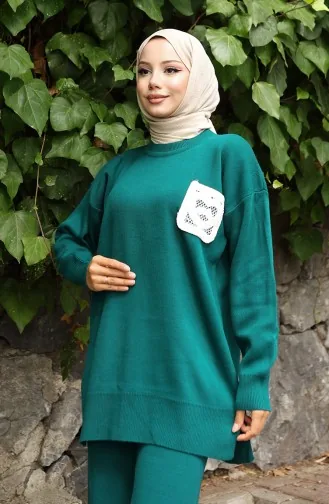 Triko Tunik Pantolon İkili Takım 1029-01 Petrol