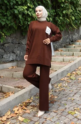 Strick Tunika Hose Zweiteiler 1029-02 Braun 1029-02