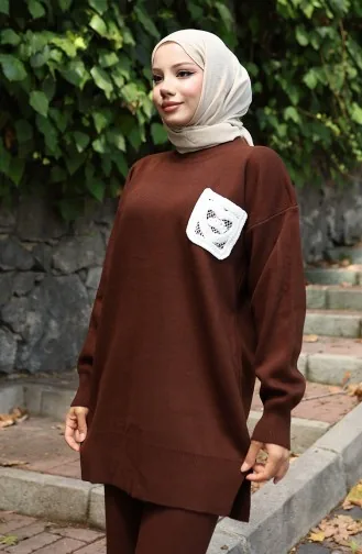 Strick Tunika Hose Zweiteiler 1029-02 Braun 1029-02